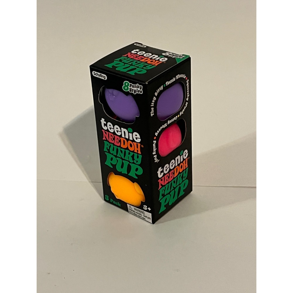 Schylling Teenie NeeDoh Funky Pup 3 Pack Squishy Fidget Toy Set Multi Color New